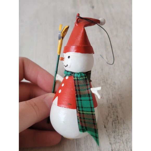 Crate barrel tin snowman broom ornament Xmas decor - Picture 3 of 7
